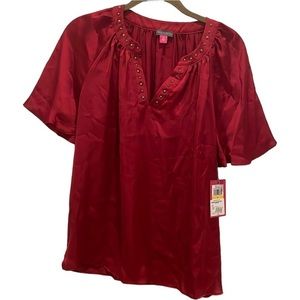 Vince Camuto Cranberry Short Sleeve Blouse size Medium NEW